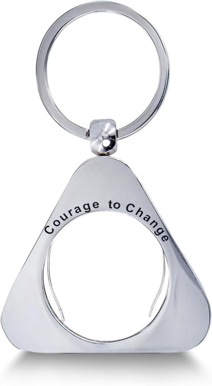 Courage to Change AA NA Coin Chip Holder Keychain Triangle Design